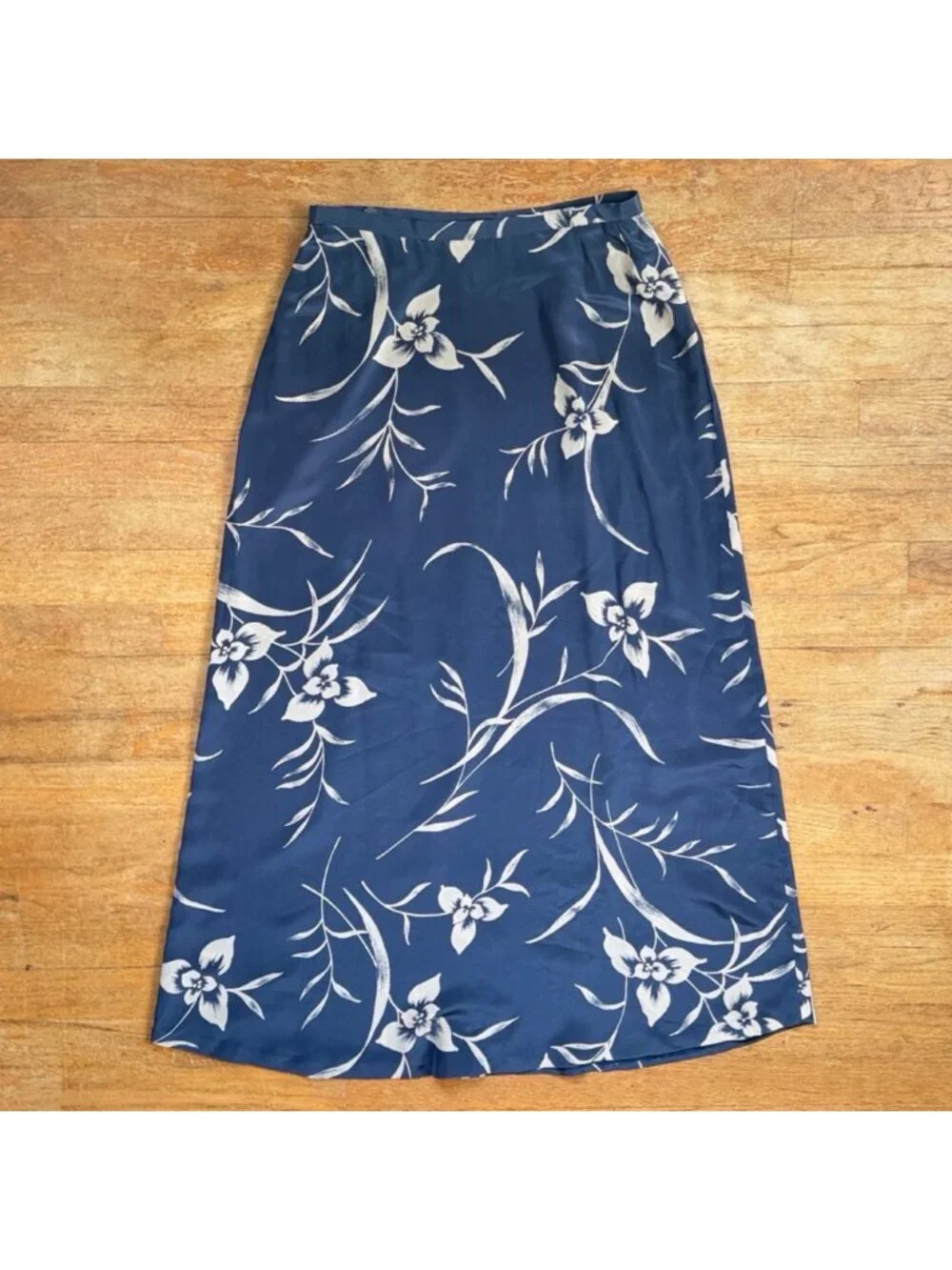 Vintage Steel Blue Sandawashed Silk Maxi Skit Size Small 8 27